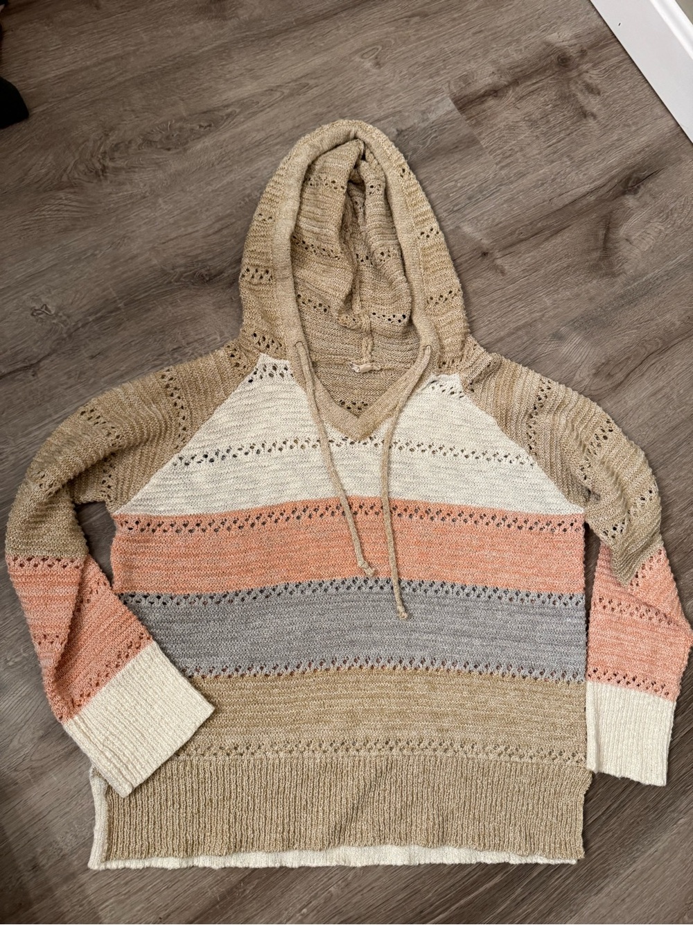 Hem & Thread Multicolor Open-Knit Hoodie
